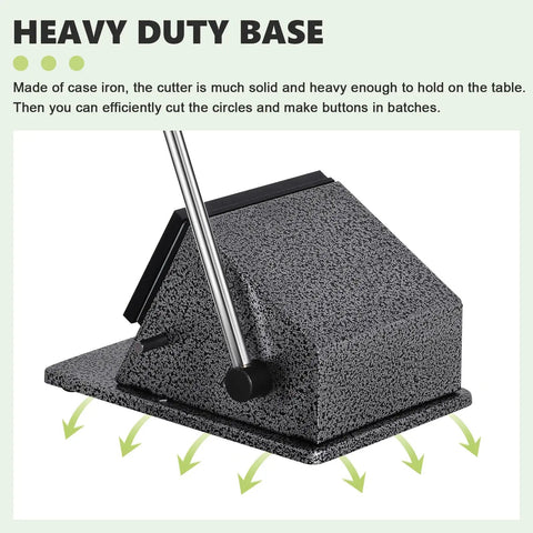 Heavy duty cast iron base of 1 Inch Button Cutter Circle Punch For Scrap Paper Cardboard Films And Diy Projects Heavy Duty Graphic Die
