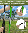 Arborist Slingshot Throw Line Rope Launcher With Trigger For Adults, showing strap adjustment and lock ring connection outdoors.