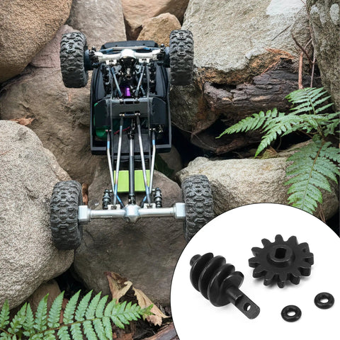 Overdrive Helical Gear Set 2-12T For 1/24 Axial SCX24 Crawler Upgrades with Steel Worm Gears, crawler on rocky terrain