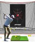 Heavy Duty 10x7 Foot Golf Practice Net With Dual Turf Mat Noise Reduced Target Cloth Indoor Outdoor Hitting Net setup