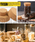 Nine Piece Cork Plugs Set In Three Tapered Sizes 28, 34, 48 Natural Soft Wood Bottle Stoppers shown sealing glass jars