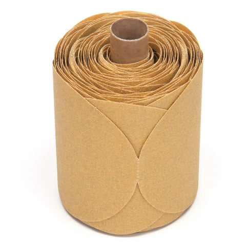Stikit Gold Disc Roll P220 Grit, 6 Inch, 175 Discs Per Roll, Adhesive Backed, No Liner, Aluminum Oxide For Fast Cut And Long Life, Ideal For Fine Power Sanding And Finishing