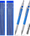 Pro Grade Welding Pencil Marker Kit With 24 Silver Round Refills, Mechanical Metal Marker With Built In Sharpener shown