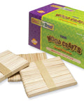 Premium Natural Wood Craft Sticks For DIY Arts And Crafts, Non Toxic Ice Cream Sticks In A 1000 Pack, shown with packaging