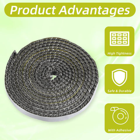 LXUEJIE fiberglass rope fireplace gasket tape, 2 rolls, self-adhesive, 79 x 0.4 in for stove and fireplace