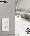 30 Pack 15 Amp Decorator Wall Outlet Receptacle With Screwless Wall Plate in modern living room