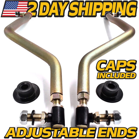 Beefed Up Heavy Duty Steering Drag Link Kit 2 Pack Replaces Poulan Pro For PP155H42 PP19A42 PP19H46 PP20VA46 Includes 2 Sector Gear Dust Caps 4130 Steel With Zinc Coating For Superior Wear; two steering links
