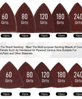 Beefy Heavy Duty Oscillating Tool Sanding Pads Kit with grits from 60 to 240, triangle shaped for wood and plaster smoothing.