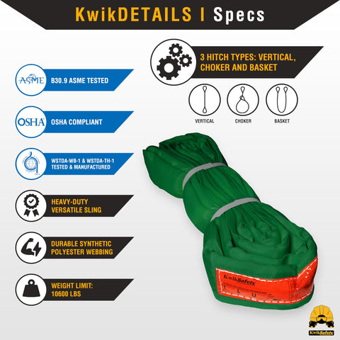 Heavy Duty Lifting Strap For Industrial Slings Endless Loop In Green 2 Inch Wide By 4 Foot Long Built Tough With Reinforced Fibers