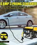 Straight Up Solid Nema L6 30P To 14 50R Ev Charger Adapter Cord connecting generator to electric vehicle for charging.