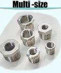 Beefy Three Quarter Inch MNPT To One Half Inch FNPT Stainless Steel Hex Bushing Reducer Adapter Pipe Fitting 304 Stainless Heavy Duty Reducing Coupler For Plumbing And Industrial Use, 304 hex bushings
