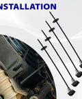 Universal Car Radiator Fan Mounting Kit With Clips And Zip Ties For Electric Hold Down Cooling Fan Mount Transmission Cooler Includes Mounting Rods Springs Clips And Foam Pads For DIY Install installation view with rods and clips close-up