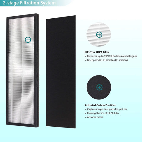 Two Pack HEPA Replacement Filters For NEA120 And CAF W36USW Air Purifiers with 99.97% allergen trapping HEPA and carbon pre-filter