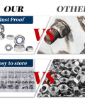 Comparison of Top Shelf Hex Nuts Assortment Kit 276 Piece Metric Hardware Set In 304 Stainless Steel with rust-proof design.