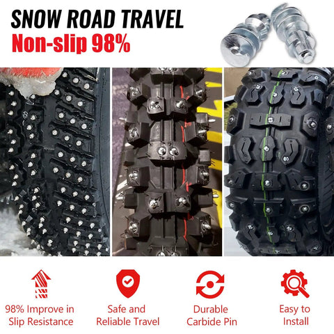 Super Heavy Tungsten Carbide Tire Studs For Winter Ice Control Grip Like Crazy On Frozen Roads For Trucks ATVs And Bikes close-up of tire stud details for winter grip