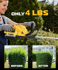 Person using Cordless Hedge Trimmer Beast With 22-Inch Dual-Action Blade, 2000 RPM Brushless Motor on a hedge
