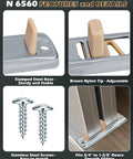 Sliding Closet Door Floor Guide Kit Compatible With Prime-Line N 6560, stamped steel base, adjustable brown nylon tips, 8 pieces shown