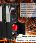 Beefy Heavy Duty Rolling Welder Cart With 360 Swivel Wheels, featuring storage for MIG MMA TIG Welding Machine and Plasma Cutter Tank