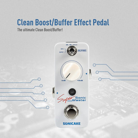Top view of Clean Boost Pedal With Buffer 0-12dB Gain Mini Pure Boost Guitar And Bass Effects Pedal With On Off Switch