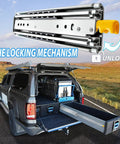 Heavy Duty Drawer Slides With Lock And Full Extension Ball Bearing Rails Side Mount 500 Lb Capacity installed in truck