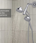 Awaken 2-In-1 Shower System with handheld, three spray modes, chrome finish in bathroom for spa-like experience