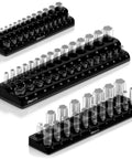 Magnetic Socket Organizer Set, 3-Piece Drive Metric Socket Holder With Strong Magnets, Holds Up To 75 Sockets