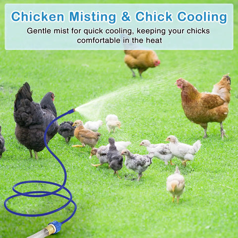 60 Inch Outdoor Misting System For Patio And Garden Cooling Flexible Hose Mister cooling chickens on grass
