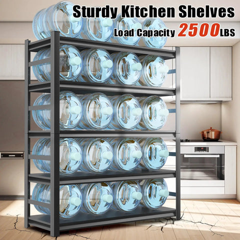 Heavy Duty 2500 lbs Metal Shelving Unit, 5 Tier Adjustable Kitchen Storage Shelves For Microwave And Appliances, Workhorse Pantry Organizer Rack, No Bolt Utility Rack, 35.4 Inches Wide By 15.75 Inches Deep By 71.2 Inches High