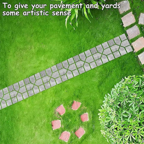 Top view of a garden path with Reusable Plastic Concrete Paving Pavers 8 Grid Garden Patio Stones Ideal For Do It Yourself Driveway Brick Slab Walk Maker Interlocking Garden Pathway Durable.