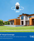 Outdoor Wired PTZ Security Camera 1080p Pan Tilt With 360 Degree Coverage shown installed on modern house exterior