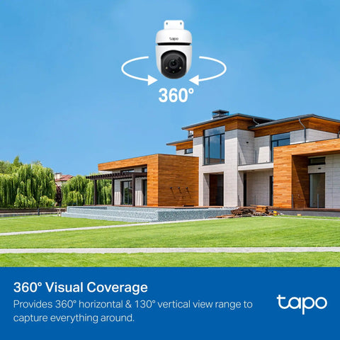 Outdoor Wired PTZ Security Camera 1080p Pan Tilt With 360 Degree Coverage shown installed on modern house exterior
