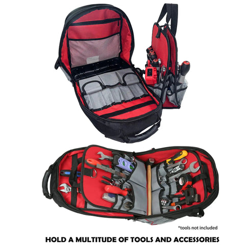 Heavy Duty Tool Backpack For Pros With 51 Pockets HVAC Electrician Plumber Garden Tool Carrier Built Tough In 600D Polyester
