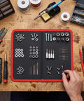 Magnetic Tool Mat With 40 Lb Holding Power Flexible Foldable Parts Tray PVC Coated For Auto Repair Shop Garage Organization 9.6x11 Inch Keeps Screws Bolts And Tools From Slipping on workbench with screws, bolts, and bits