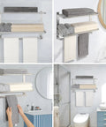 3 Tier Bathroom Towel Rack Wall Mount In Brushed Nickel SUS 304 Stainless Steel with folded towels and hanging robes