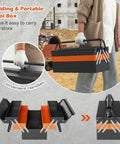 22-Inch Cantilever Tool Box With 5 Trays And 3 Layers, portable metal toolbox with handle being carried, folding design in use