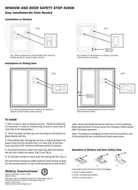 Installation guide for Kids Safe Window And Door Locks 4 Pack For Babyproofing Your Home Stops Windows Sliding Glass Doors Shower Doors