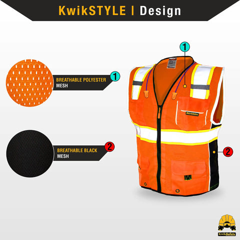 Classic Safety Vest 2 Pack Class 2 ANSI OSHA HiVis Reflective Mesh Breathable Rugged Heavy Duty With 10 Pockets Front Zipper Orange Small Work Gear On The Job Site