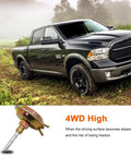 BEAMINGAUTO 4WD front axle vacuum actuator; close-up view of actuator with a black Dodge Ram pickup in the background
