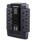 Six Swivel Outlet Surge Protector With 1200J Surge Protection, 125V, Two USB Ports, Wall Tap Design, Compact Power Hub