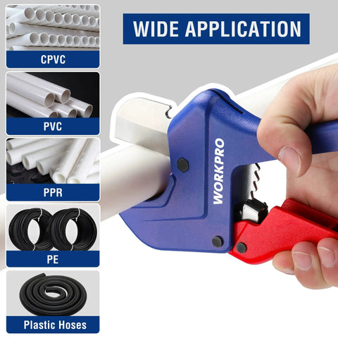 Built Tough Ratchet Pipe Cutter For PEX PVC PPR And Plastic Hoses cutting plastic pipe, aluminum body, one-handed operation