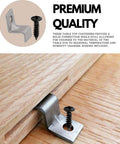 Table Top Fasteners Set With Screws, Heavy Duty Solid Steel Construction For Woodworking Projects, installed on wood surface