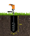 Heavy Duty 3 Inch Wide 24 Inch Long Metal Earth Auger Drill Bit For Garden Planting And Planter Boxes With 3 Eighth Inch Non Slip Hex Shank
