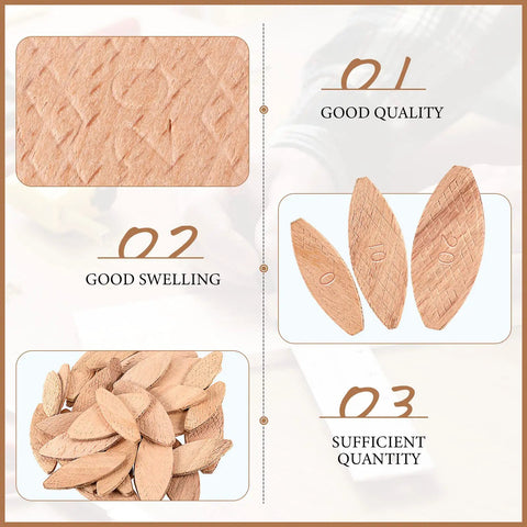 Beechwood Wood Joiner Biscuits Mixed Sizes Zero Ten Twenty Three Hundred Piece Knockout Kit For Tight Furniture Framing And Hella Sturdy Slick Woodworking Joints Pro Grade