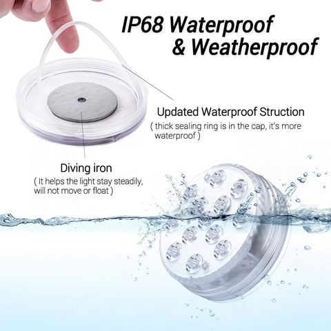 Cool Submersible LED Pool Lights Kit With Remote, 13 LED Waterproof Color Changing Underwater Lights, magnets, suction cups