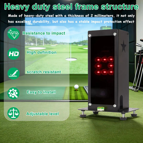 Protective Shield For Square Golf Launch Monitor With Leveling And Ventilated Metal Case Built Tough Indoor Outdoor Golf Simulator Enclosure