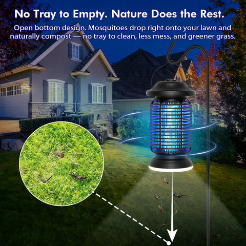 Indoor Outdoor Bug Zapper With 18W Blue Violet UV Light And 2W LED Lamp Delivers 100 Percent More Mosquito Control in backyard