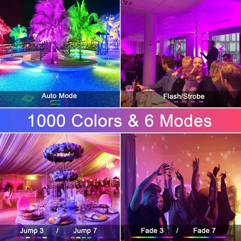 Outdoor 25W RGB LED Flood Lights 4 Pack With Remote Control Color Changing Patio Uplights Waterproof IP66 display in events