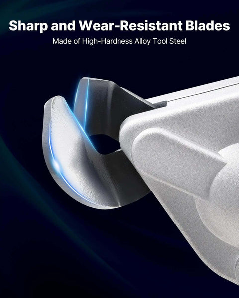 Close-up of the Workhorse Cordless Sheet Metal Cutter's sharp, wear-resistant blades, designed for clean cuts on various materials.
