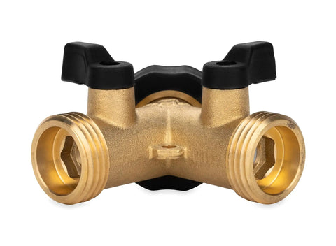 Solid Brass Water Wye Valve With Easy Grip Handles For Simple Hose Connection, Universal Fit, CSA Low Lead Certified, AB1953 Compliant, Durable No Fuss Quarter Turn Valve