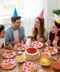 100 Pack Strawberry Grid Paper Plates 9 Inch Disposable Summer Fruit Dessert Tableware For Birthday Baby Shower Wedding, party setup.